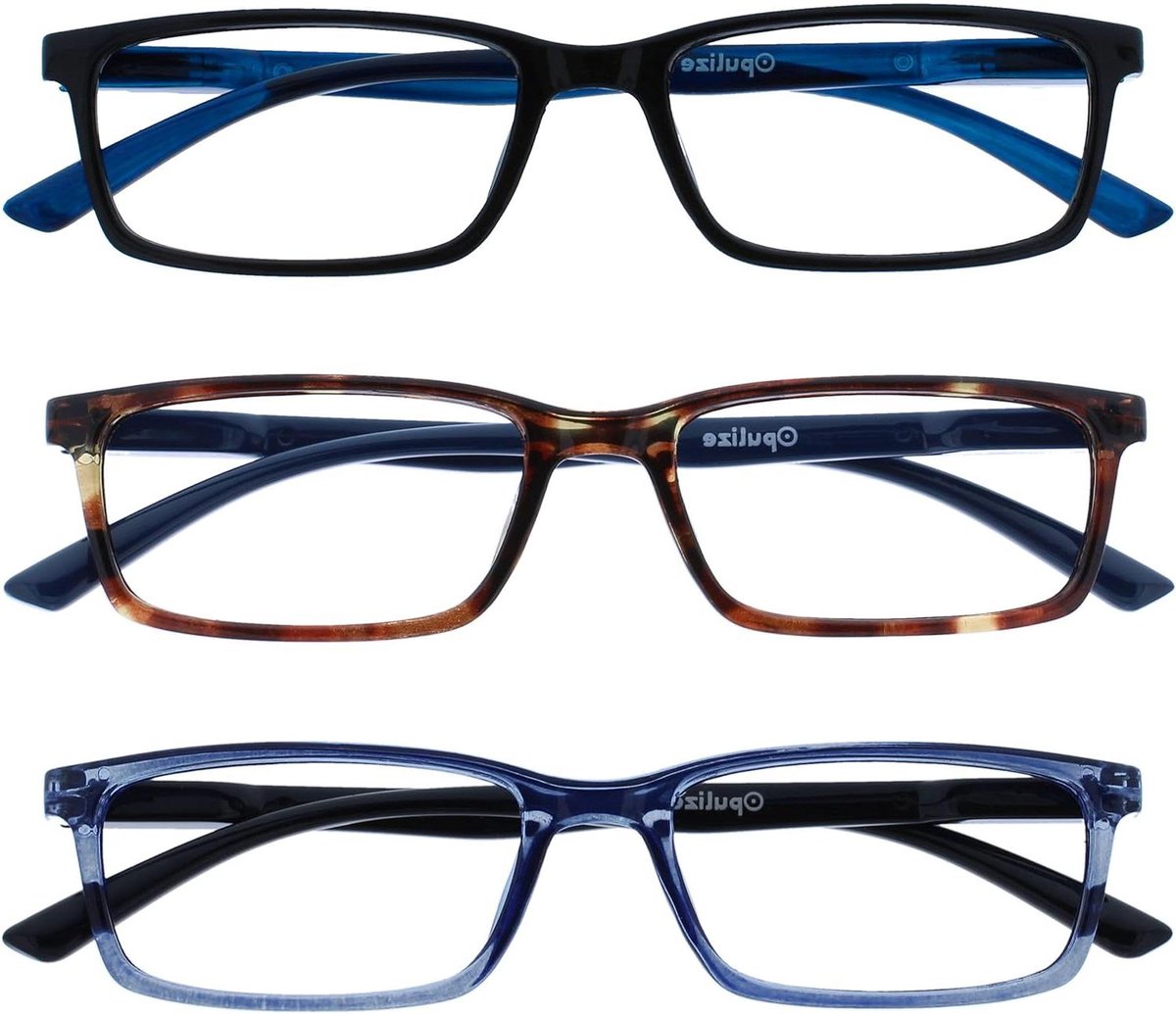 Blauw licht brillen - Computer brillen - Oogbescherming scherm - Krasvaste lenzen - 3 paar - Zwart bruin blauw