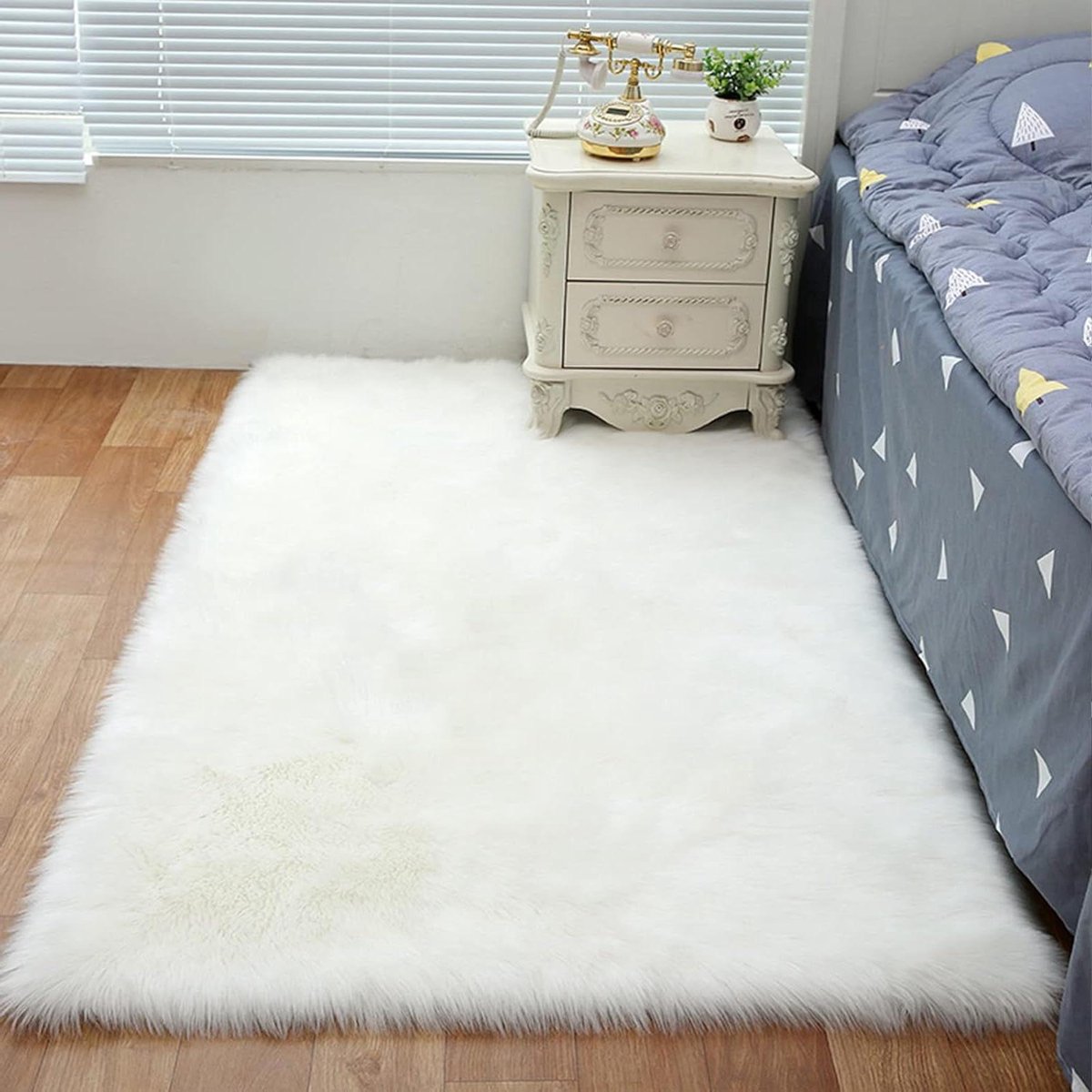 Imitatie tapijt - Lange vacht schapenvacht - Zachte vloerbedekking - Antislip achterkant -