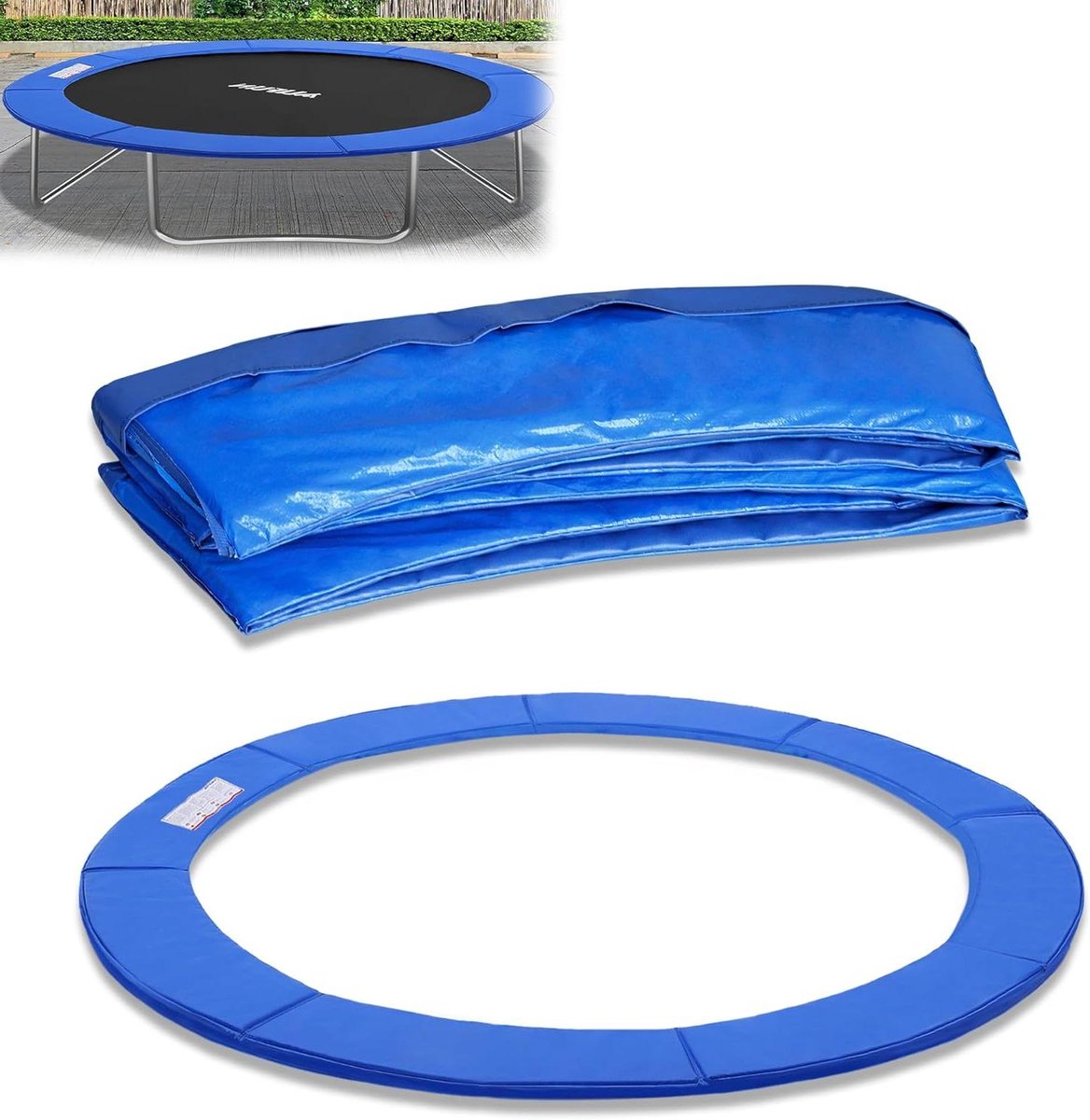 Trampoline Randafdekking - Veerafdekking Veiligheidsmat - Trampoline Veiligheid - UV-bestendig Scheurbestendig - Ø 244-366 cm - Blauw