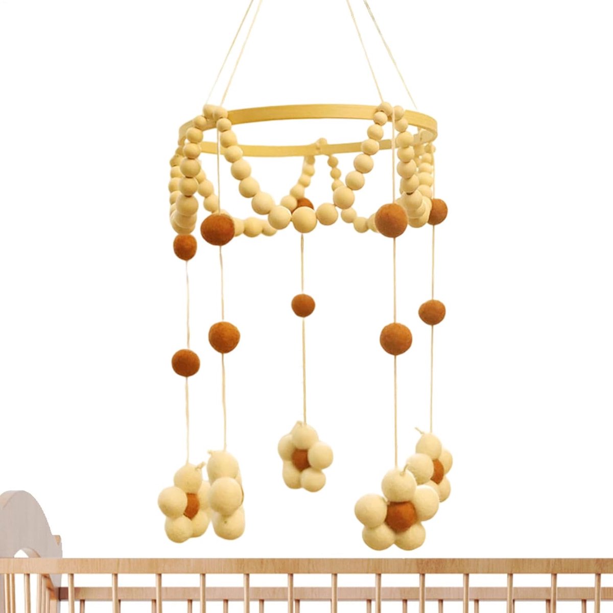 Babymobiel Speelgoed - Wiegdecoratie Hangend - Babykamer Inrichting - Rustgevend Geluid - 60 x 19.5 cm - Bruin