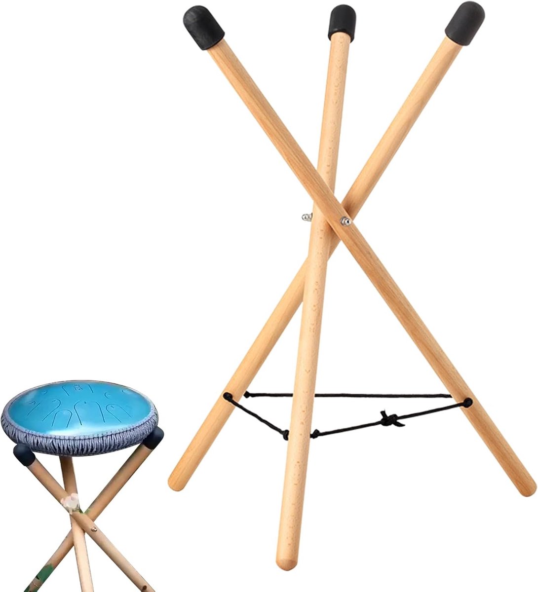 Handpan Standaard - Muziekondersteuning - Zittend Spelen - Opvouwbaar Beukenhout - 49cm Hoogte
