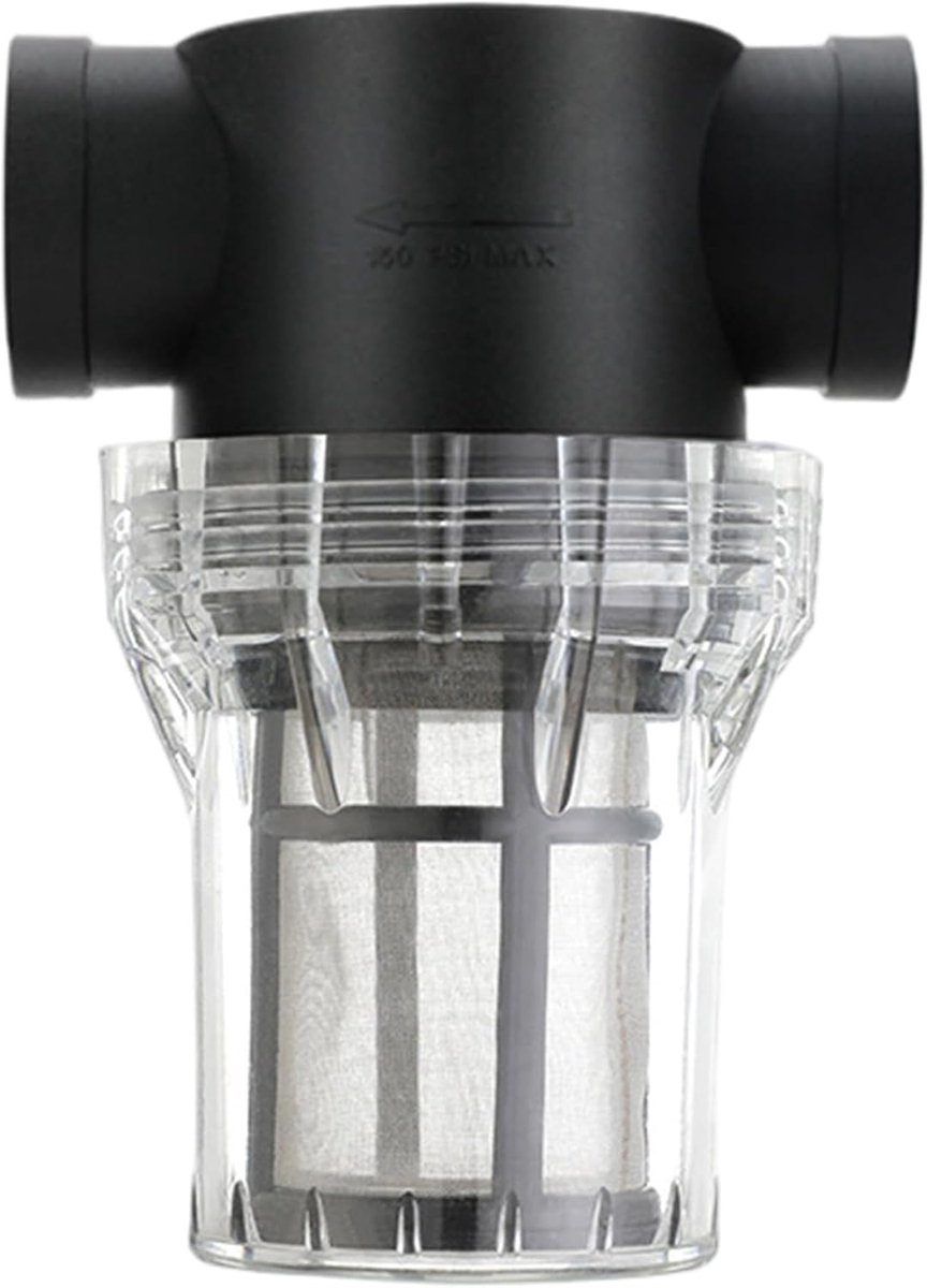 Tuinslangfilter Inline - Waterfilter Slang - Beschermt Apparaten - 100 Mesh Filter - 3/4 Inch - Zwart