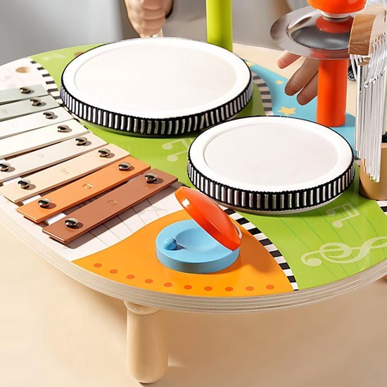 6 in 1 Kinderdrumstel - Houten drumstel - Muziektafel met xylofoon windgong - Baby Montessori percussie-instrumenten speelgoed vanaf 1 jaar, cadeau — afbeelding 4