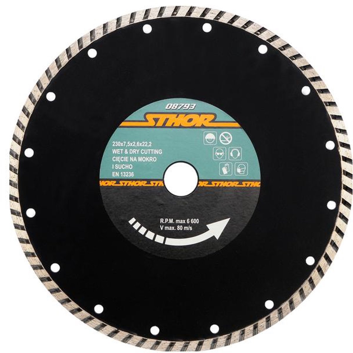 STHOR 08793 - Diamantdoorslijpschijf - 230mm - Turbo - Beton