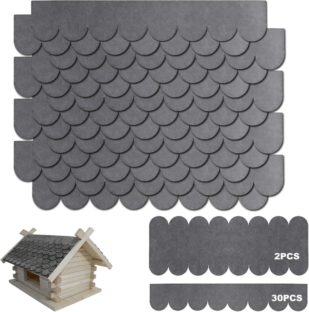 Dakshingles Vogelhuis - Mini Dakvilt - Nestkast Beschermen - Zelfklevend Waterdicht - 32 Stuks - Grijs