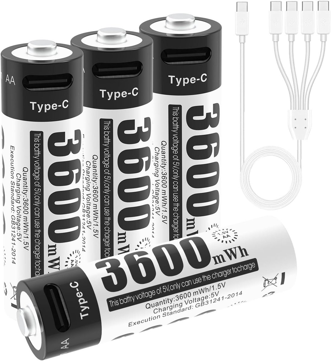 Oplaadbare AA Batterijen - Lithium Ion Energie - Apparaten Voeden - 3600 mWh Capaciteit - 1200 Laadcycli