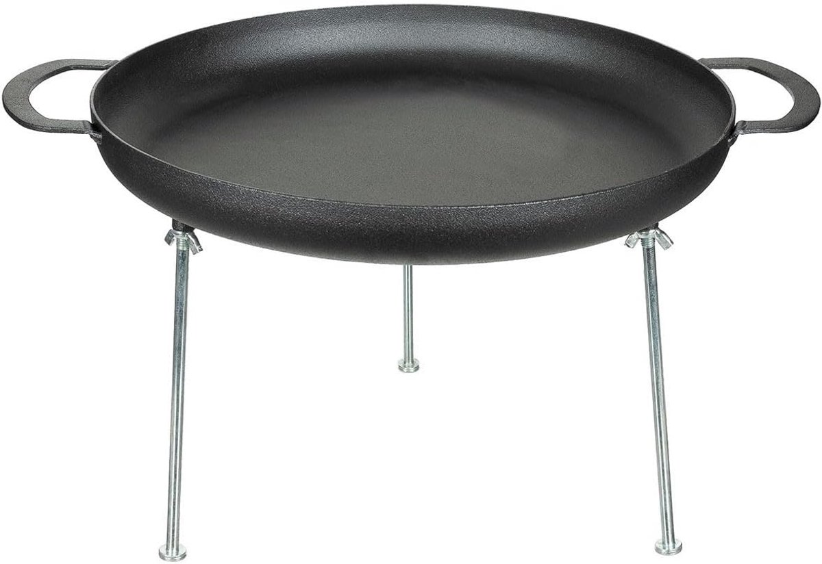 Gietijzeren Bakpan - Steakpan Koekenpan - Buiten Koken - Met Handvat - 30 cm Diameter - Zwart