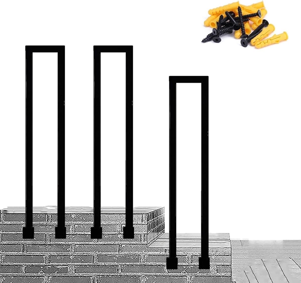 Buiten trapleuning - Zijmontage steun - Veilige toegang - Smeedijzer constructie - 95 cm lengte - Zwart