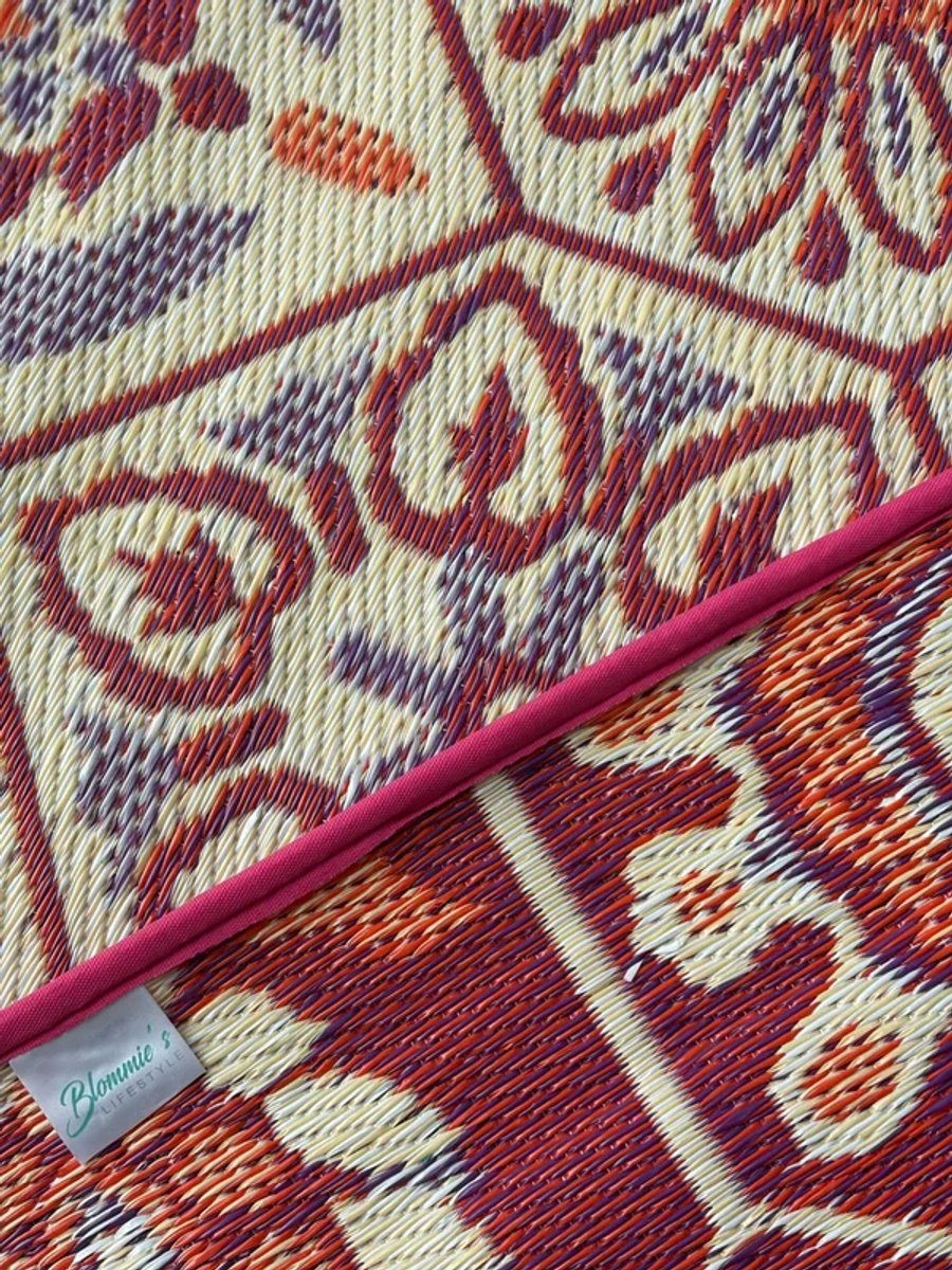 Buitenkleed 180-270cm,rood/blauw/crème/geel