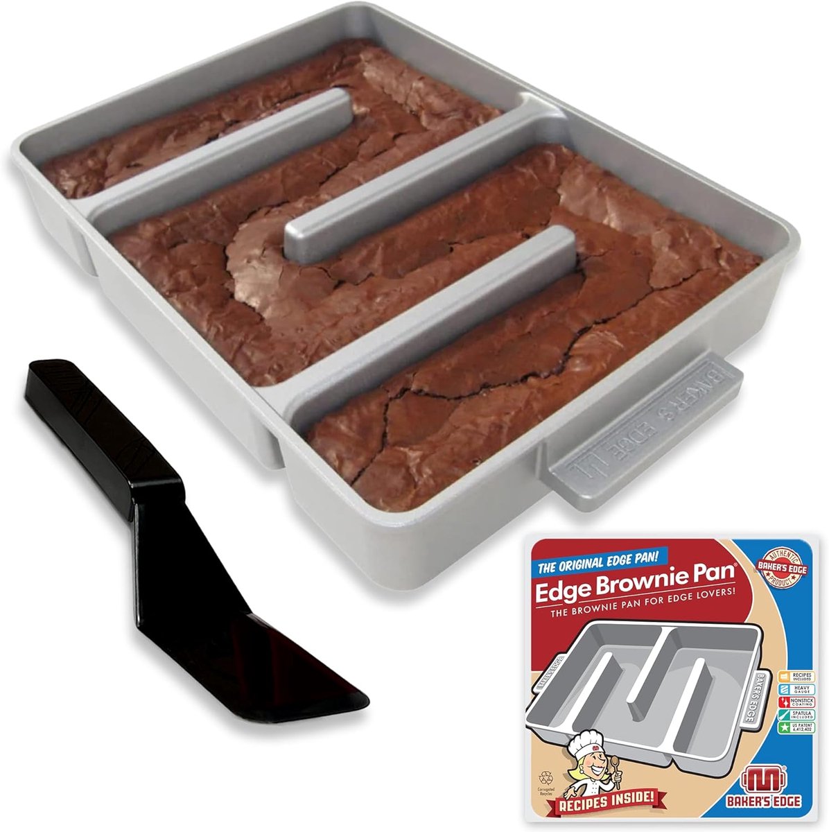 Brownie Pan - Bakvorm - Brownies Bakken - Elke Brownie een Rand - 23x30 cm - Grijs