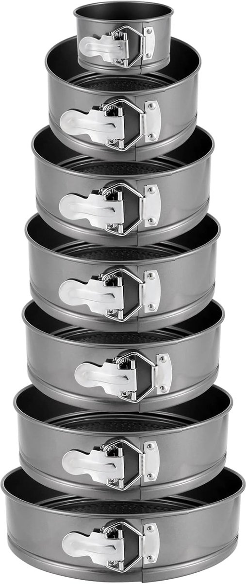 Cake Tins Set - Springform Pans - Taarten Bakken - 7 Verschillende Maten - 4 tot 12 Inch - Zwart