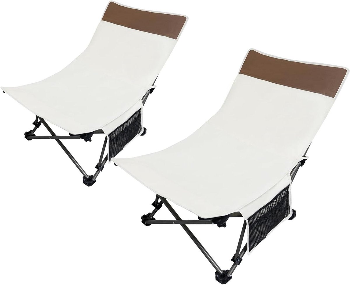 Opvouwbare Strandstoel - Lage Campingstoel - Ontspannen Buiten - Verstelbare Rugleuning - 51x51x64 CM - Effen