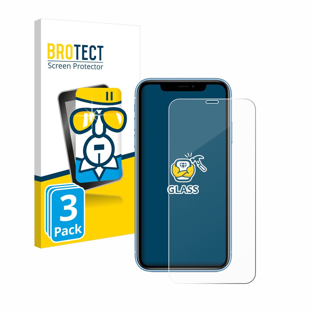 BROTECT - Glas Screenprotector voor Apple iPhone XR / 11 - Gehard Beschermglas 9H 3 Stuks