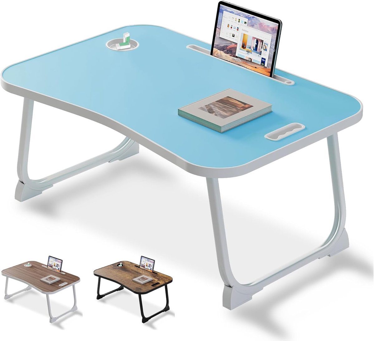 Laptop Bed Tafel - Leestafel Schoot - Ontbijten Werken - Lichtgewicht Ontwerp - 60x40x28 cm - Blauw