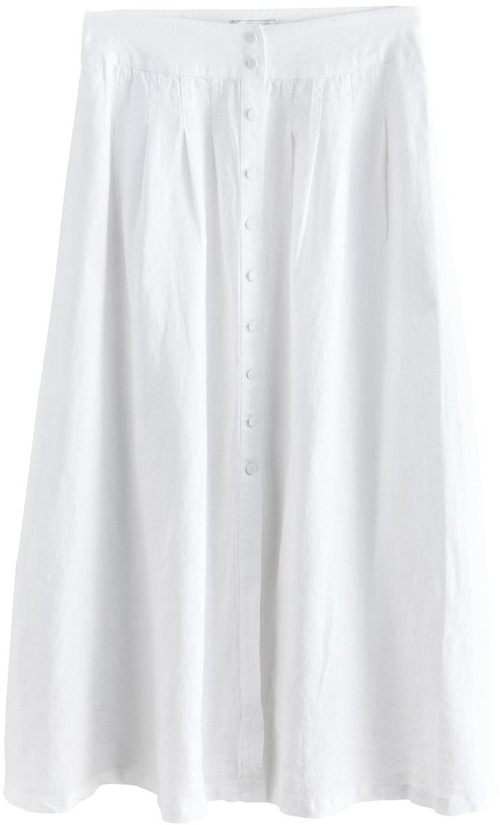 Next - Dames - N. Premium linnen midirok - Wit