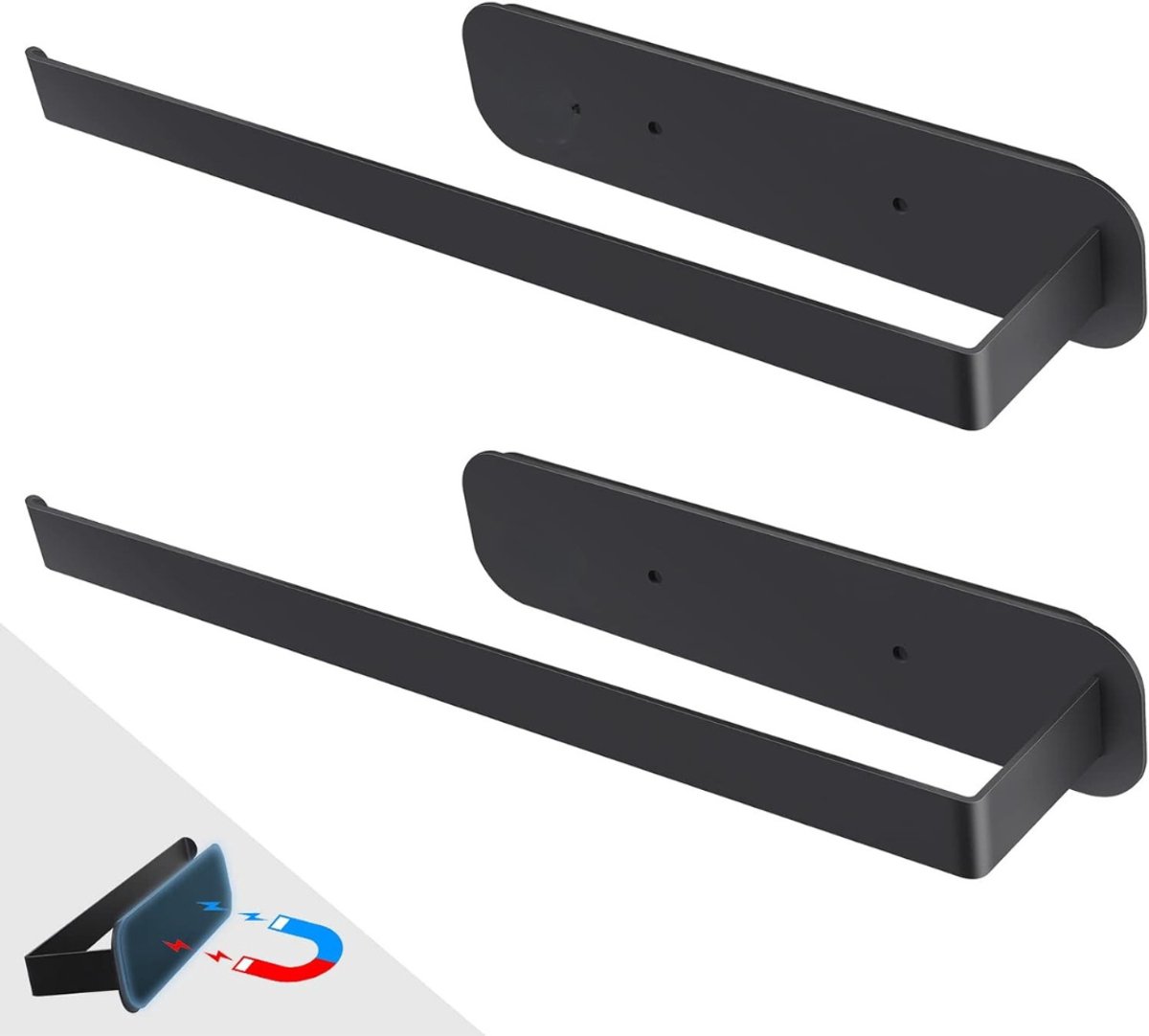 SAVI® Vaatdoekhouder Magnetisch - Aanrecht Organiser Zonder Boren - Keuken Organizers Metaal - Ook voor Keukenpapier - Zwart - ‎29cm x 5cm x 8cm