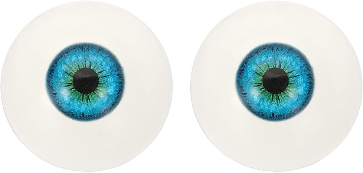 Killogood Een paar realistische acryl oogbollen - plastic halve oogbollen - 30 mm veiligheidsogen - geschikt voor maskers - Halloween-rekwisieten en knutselwerkjes (blauwgroen).