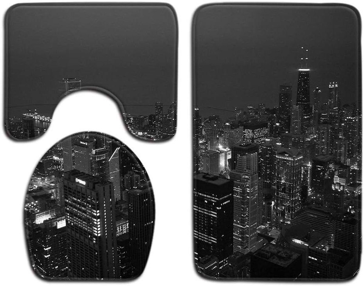 3 Stuks Badkamer Tapijt Set Voetstuk Mat Antislip Badmat Toilet Deksel Cover Toilet Tapijt