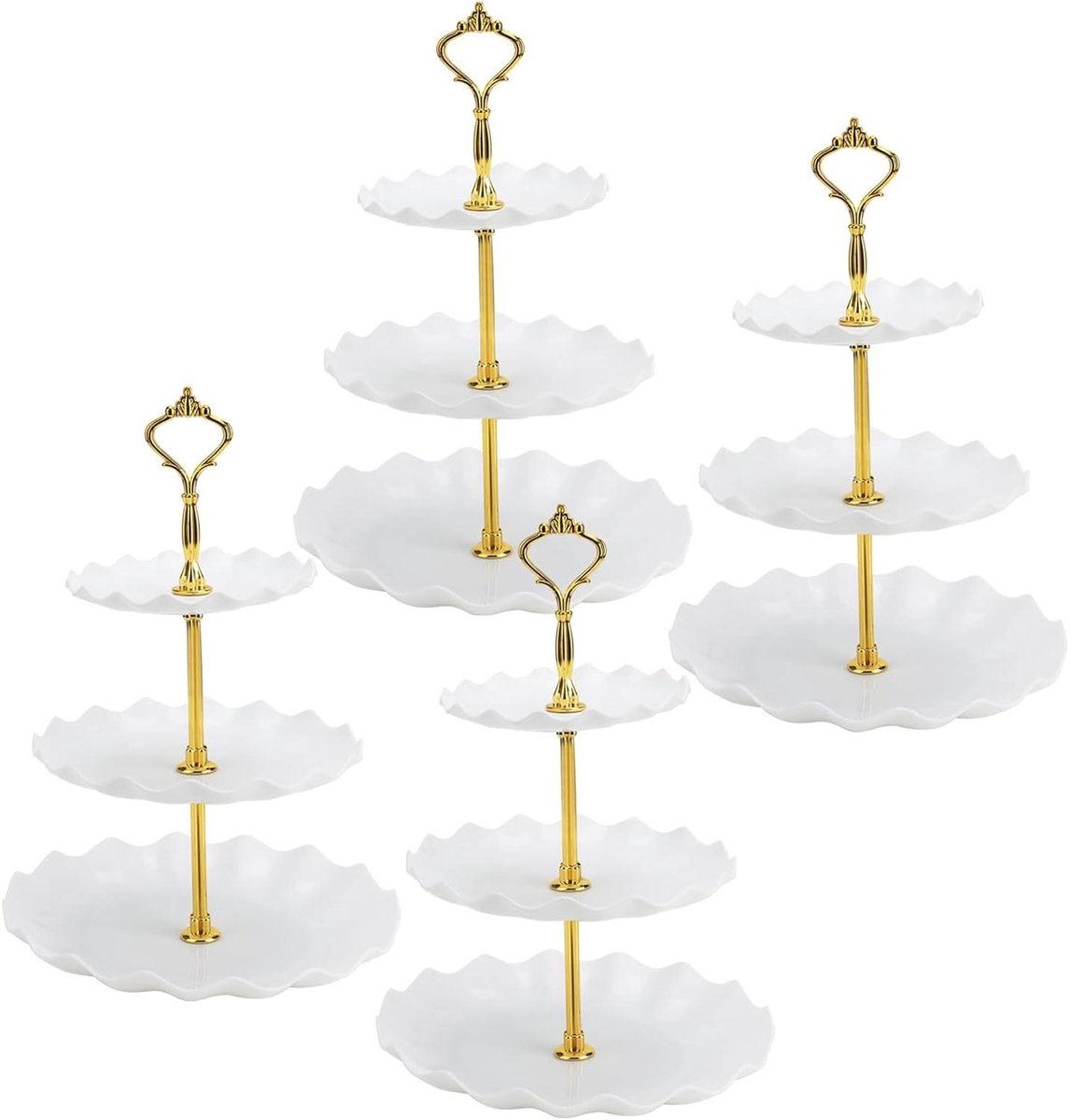 3 Tiers Cake Stand - Cupcake Holder - Afternoon Tea - Sturdy Plastic Build - 24.5cm Base - White