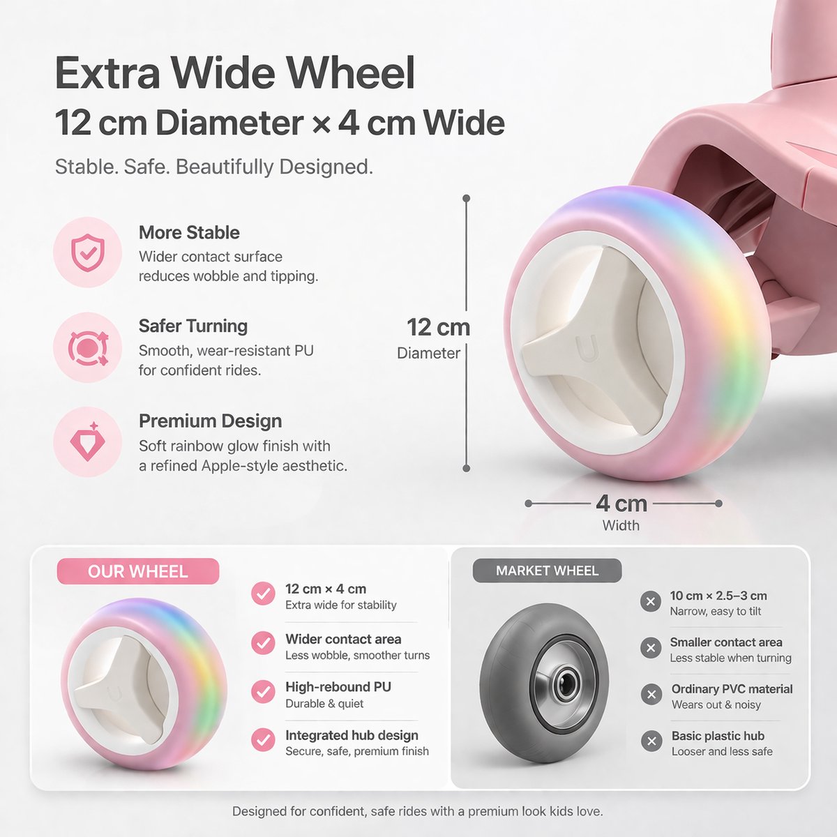 Suotu Kinderstep - Step - 3 Lichtgevende Wielen - EXTRA BREEDE WIELEN - Step 3+ Jaar tot 50kg - Speelgoed Jongens/Meisjes - Roze — afbeelding 3