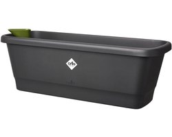 Balkonbak met reservoir - Plantenbak medium - Planten buiten - Geïntegreerd bewateringssysteem - 52 cm langwerpig - Living Black