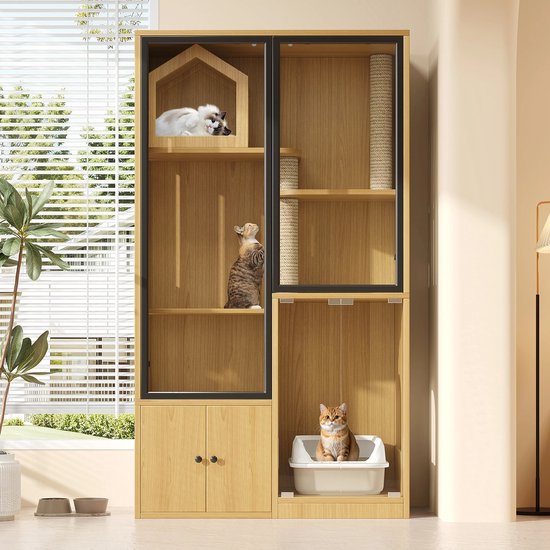 Houten Kattenren Hugo | 19 mm gaas | 121 x 179 x 183 cm