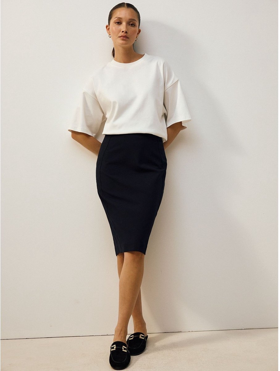 Next - Dames - Tailored Pencil Skirt With Wool - Blauw