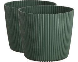 Bloempot Set - Sierpot Ronde Vorm - Binnen Buiten Gebruik - Waterdicht Geen Gaten - Diameter 40cm Hoogte 34.5cm - Groen