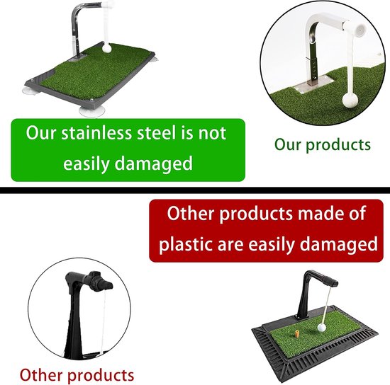 Golfswing Trainer Mat - Golf Oefenmat - Thuis Golf Oefenen - 5 Hoogte Verstellingen - 64.5 x 35.7 cm - Wit — afbeelding 5