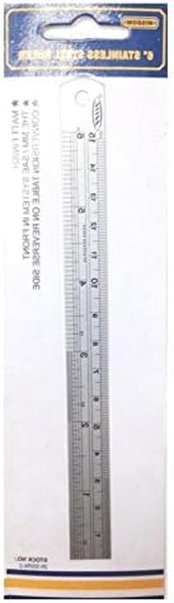 Roestvrij stalen liniaal - Meetlat - Precisie meten - Gehard staal - 15 cm - Zilver