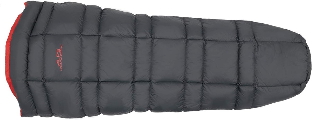 Outdoor Quilt - Kampeer deken - Kamperen en wandelen - Ademend materiaal - 190 x 107 cm - Houtskool/Rood