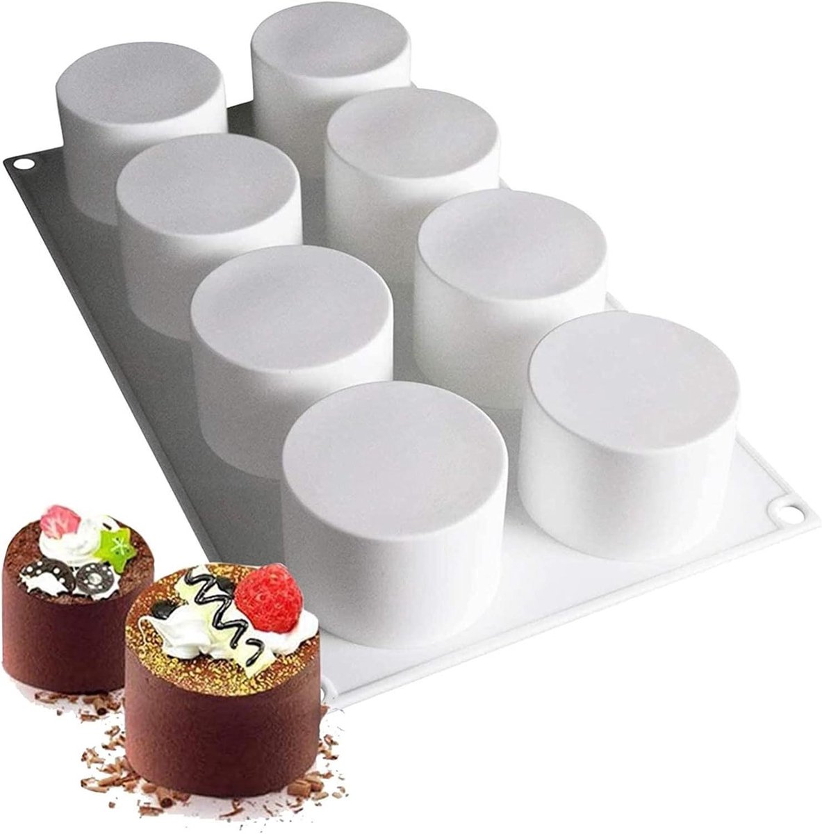 Cilindrische Bakvorm - Mousse Cake Vorm - Desserts Maken - 8 Holtes - 11.7 x 6.8 cm
