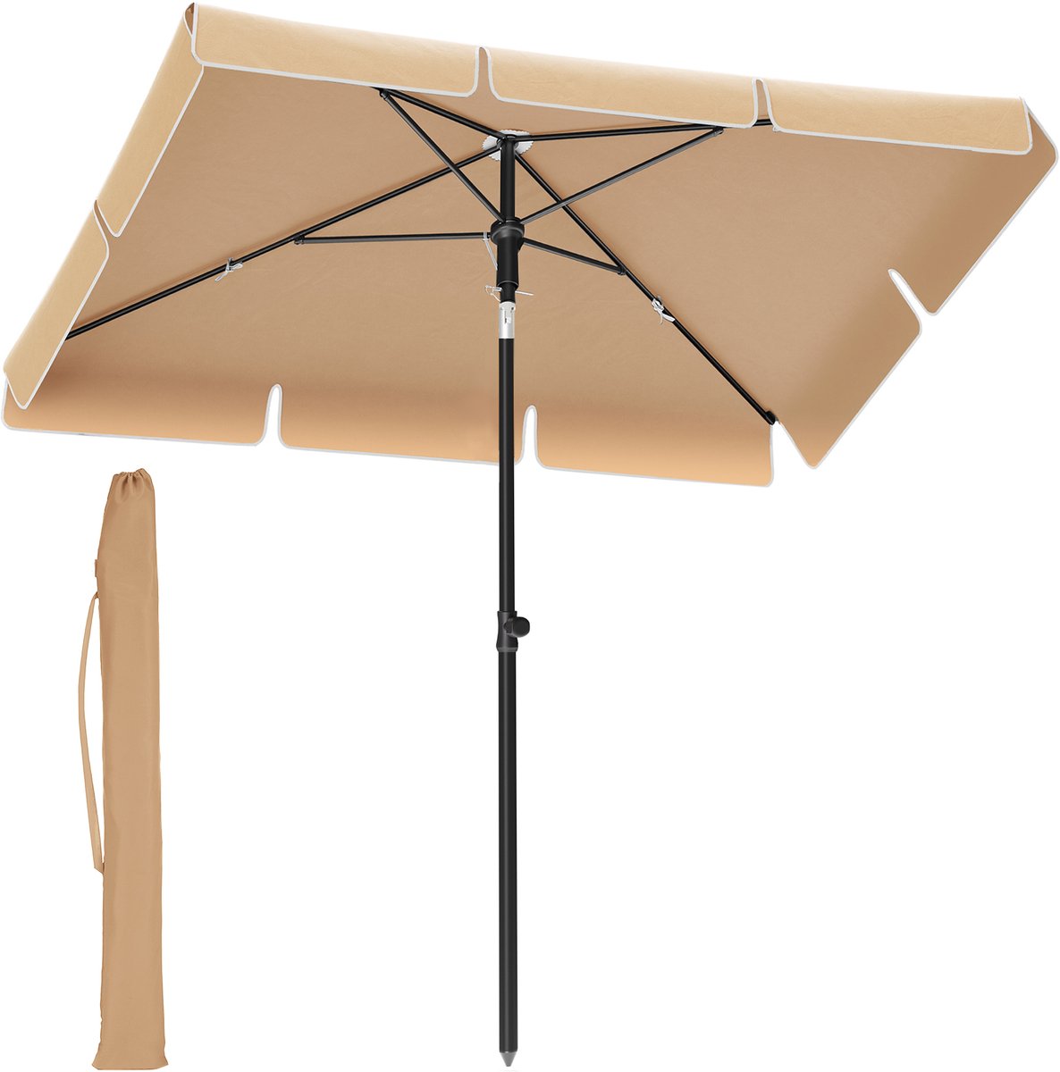 SONGMICS - Parasol - Rechthoekige Tuinparasol van Polyester - Met Draagtas - Voor Tuin Balkon Terras
