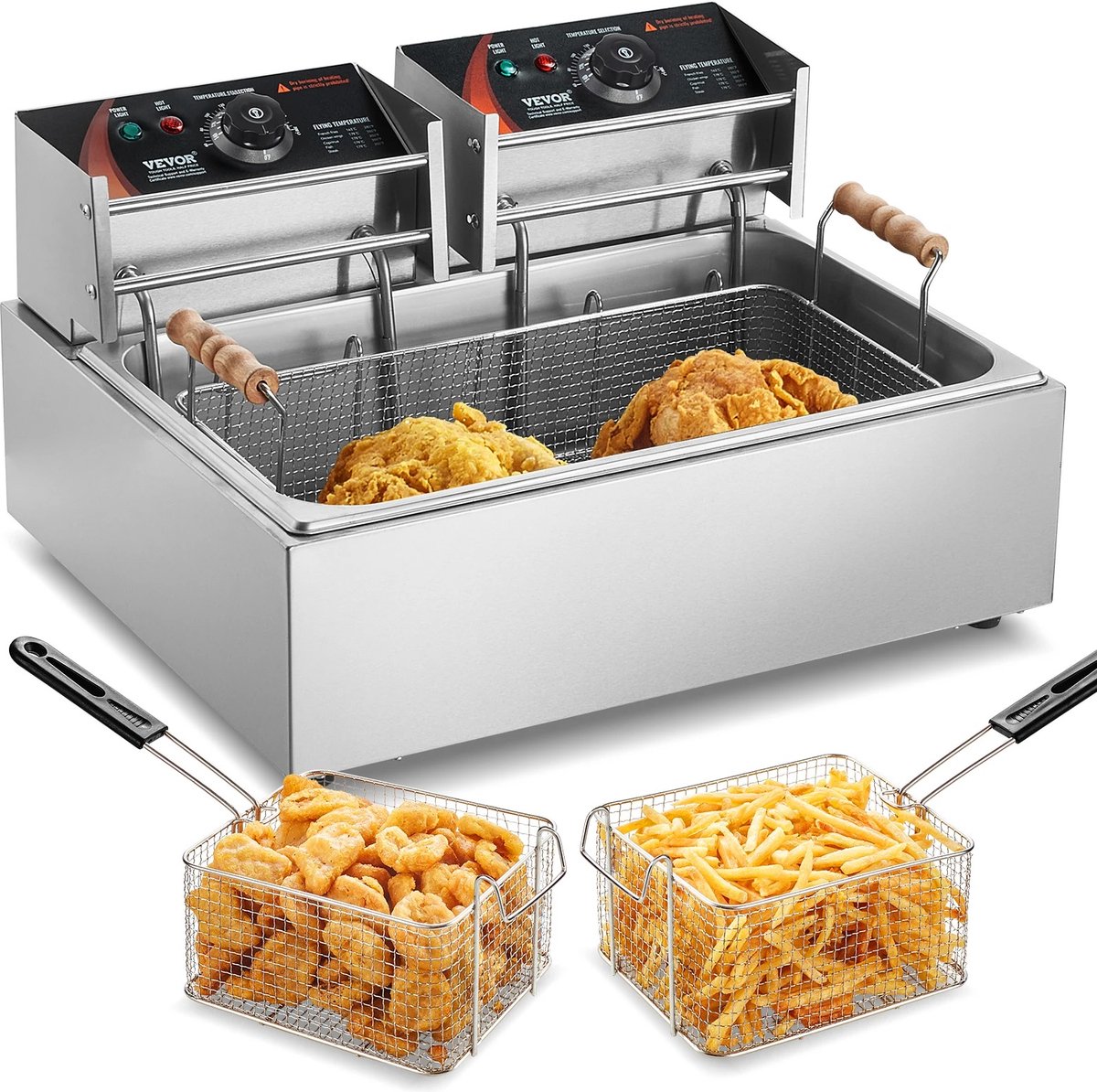 Seth Select Friteuse, Frituur pan, Enkele Olie Friteuse, Frituurpan elektrisch, Frituur apparaat, 17L, 3000W, Zilver