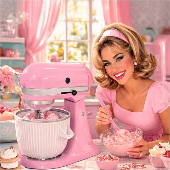 IJsmaker Opzetstuk voor KitchenAid Stand Mixers - Geschikt voor 4.5QT, 5QT & 6QT Tilt-Head en Bowl-Lift Mixers - 1,9L IJskom voor IJs, Sorbet, Gelato en Frozen Yoghurt van Merkloos — afbeelding 3