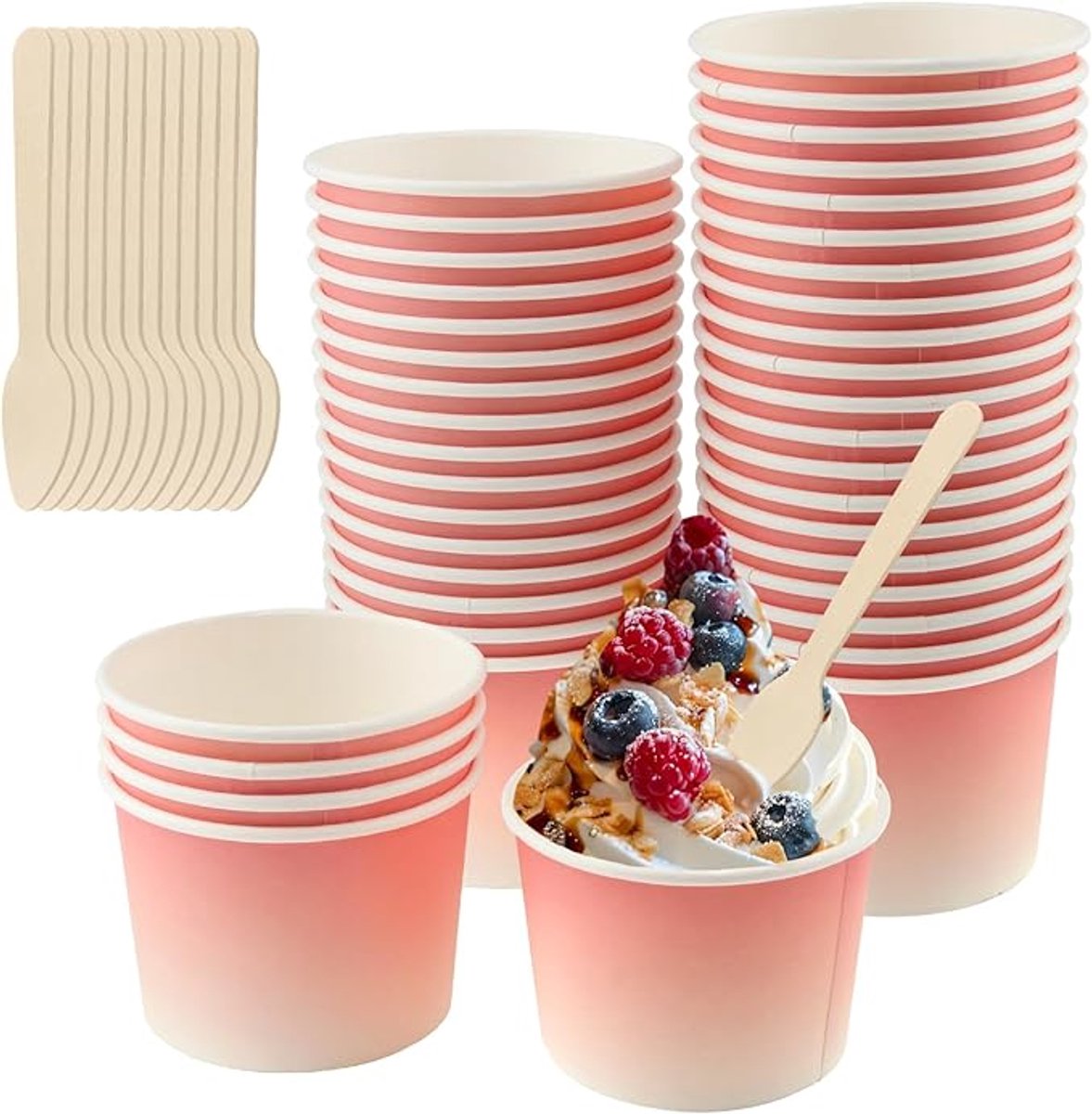 Ijsbeker - ijsbeker karton - 240 ml - Sterk en Stevig Karton - IJsbakjes - Papieren taartbekers - 50 Pcs - Roze - Party schepijs softijs ijsje zomer festival thema feest - van Imperatoris