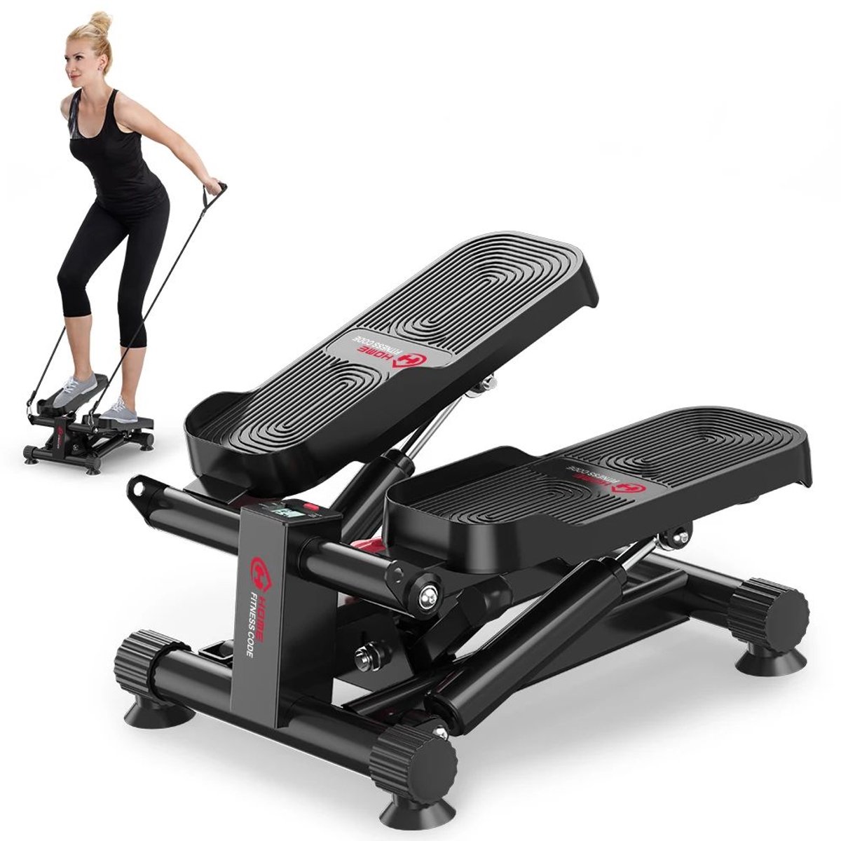 LeeuwenChoice® Stepper Thuisfitness Apparaat - 140kg Up-Down Swing Stepper - Met Power Touwen voor Been/Arm/Po Training - Home Office Fitness Oefening