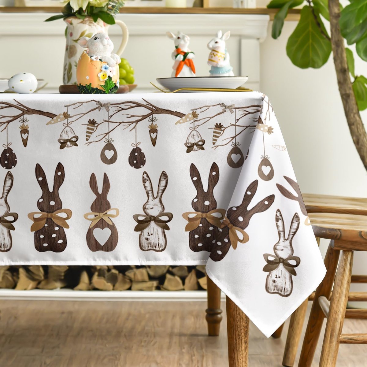 Tafellinnen - Tafelkleed - Paasdecoratie - Rustieke uitstraling - 140 x 110 cm - Bruin