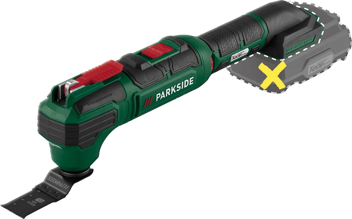 PARKSIDE Accu-multitool 20V zonder accu en lader - Geïntegreerde LED-werklamp - Voor zagen, doorslijpen, schaven en schuren