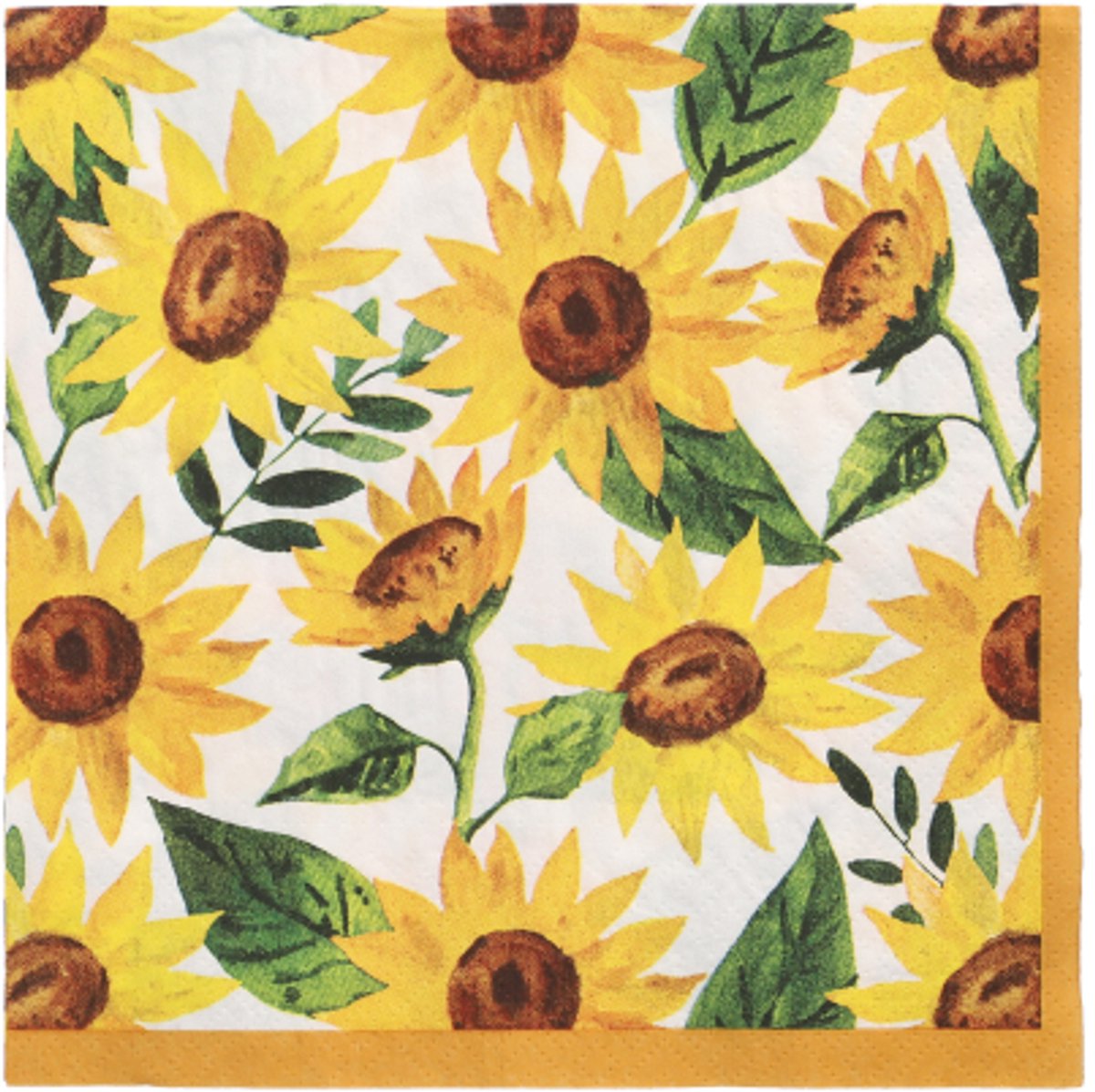10x 20 Servetten 3-laags 1/4 vouw 33 cm x 33 cm Sunflowers