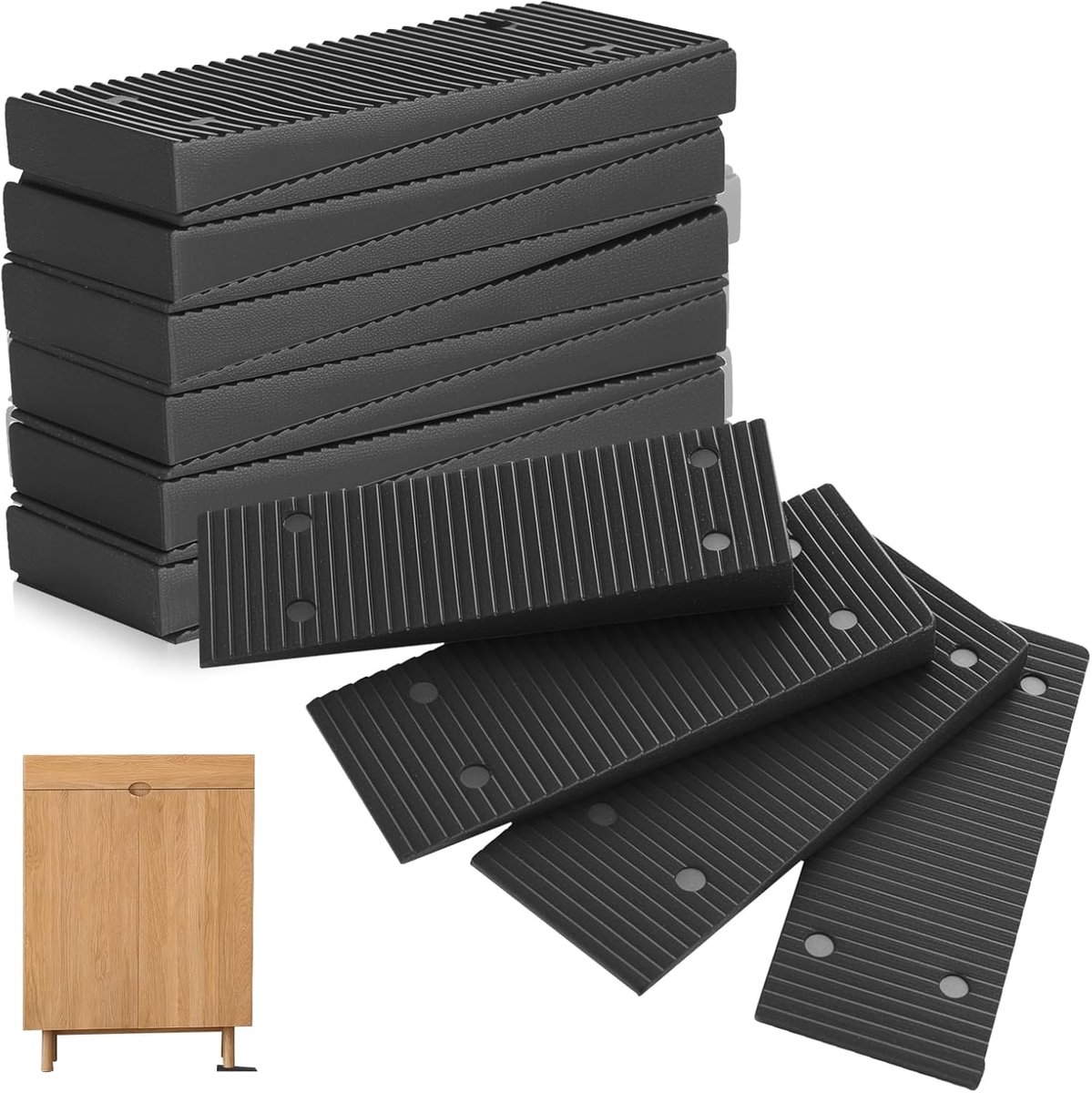 Kunststof Wiggen - Meubelwiggen Set - Vloeren Gelijkmaken - Flexibel Aanpasbaar - 8 cm Lang - Zwart