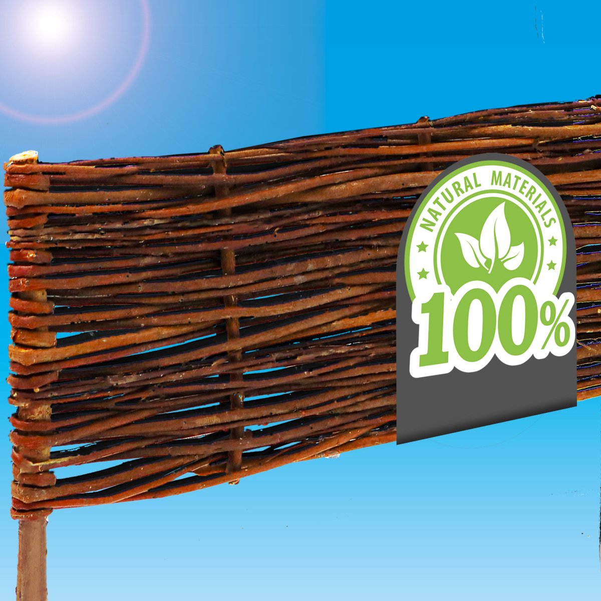 urfence 1 St. Wilgen Tuinafboording - 100x30 Schuttingpaneel - Houten Borderafscheiding - Border voor Bloemperken - Graskantafscheiding Wilg - Plantenborder Wilgenhout