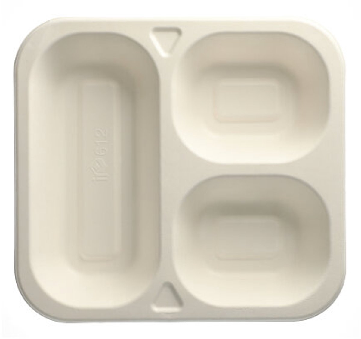 4x 50 Menubakken topseal Suikerriet 3-vaks 1350 ml 42 cm x 245 cm x 265 cm wit