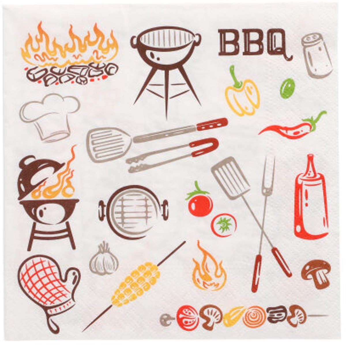 10x 20 Servetten 3-laags 1/4 vouw 33 cm x 33 cm Time for BBQ