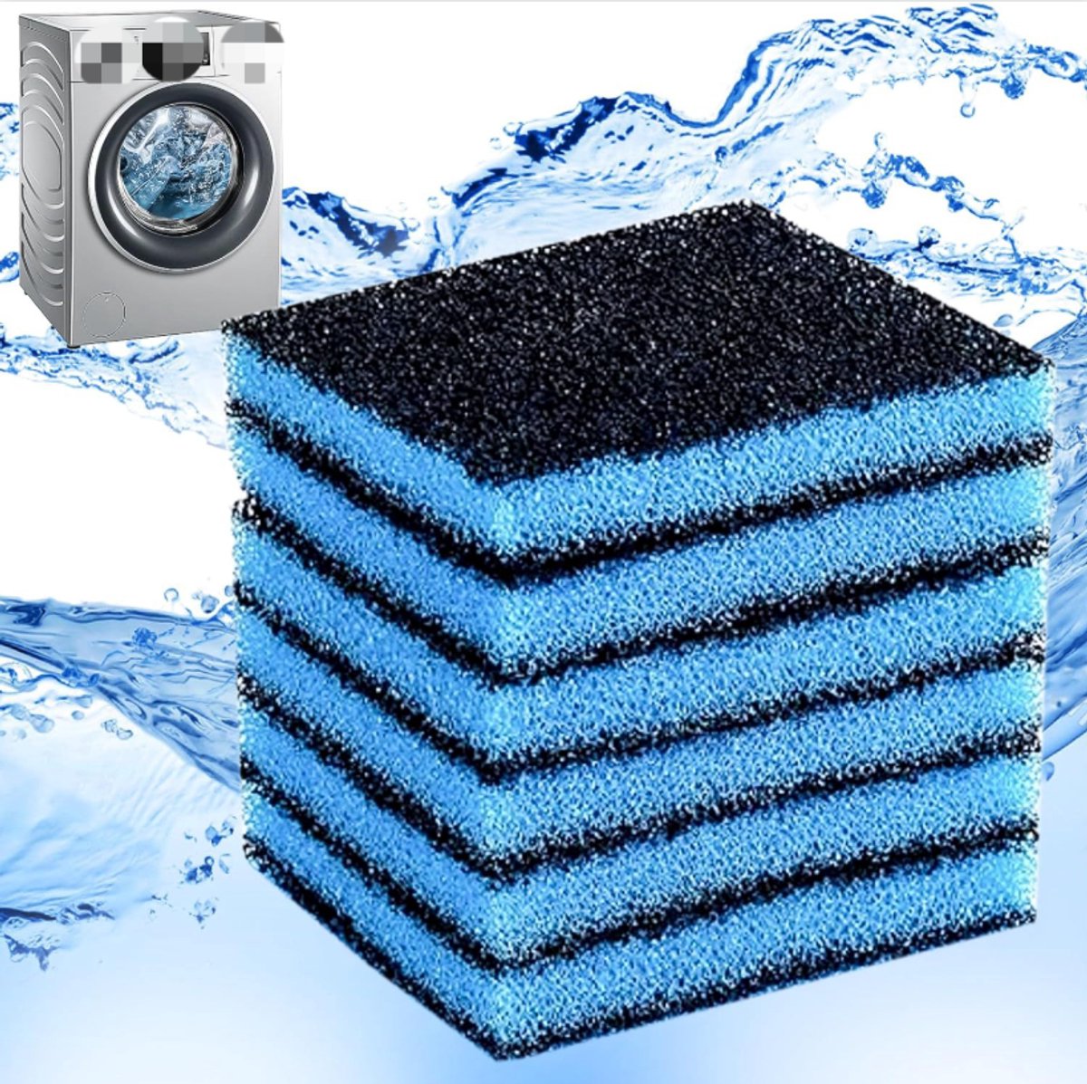 Pluizenverwijderaar voor wassen - 10 herbruikbare sponzen voor wasmachines - pluisfilter voor wasmachine voor huisdieren, plakkerige sponsreiniger, filter, 110*100*20mm