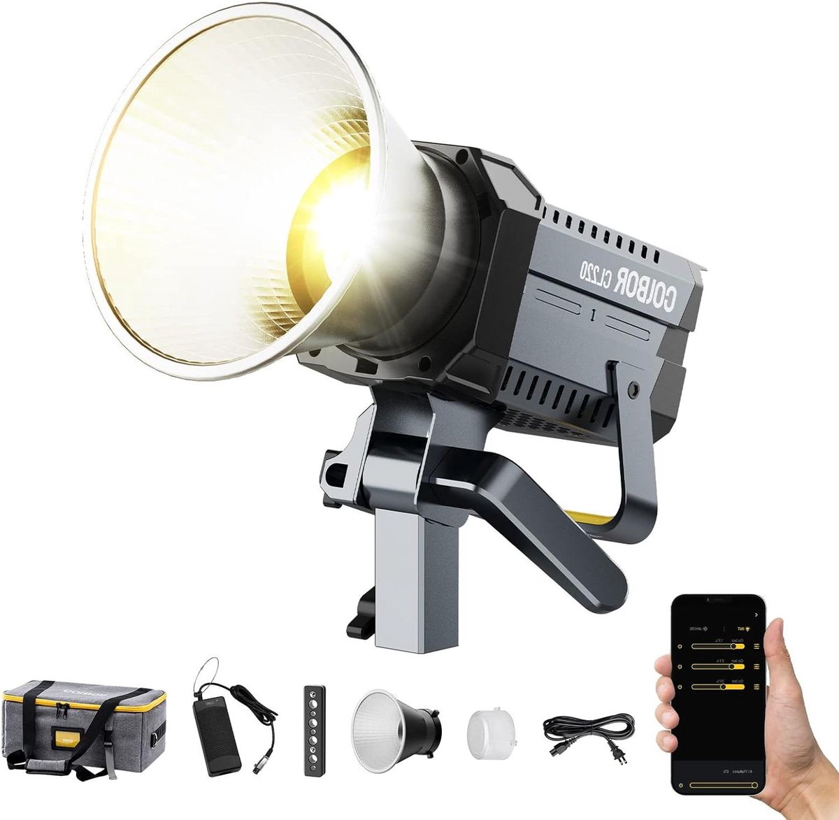 Videolicht - Continu licht - Video-opname - 220W vermogen - 52700 Lux - Zwart