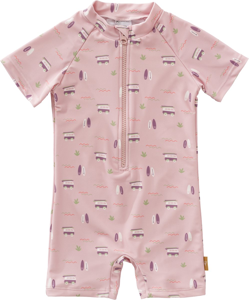 Fresk UV Zwempak 74 -Sneldrogende Zwemkleding voor Kinderen - UPF 50 - Zwemshirt voor Meisjes - Zwempak met Korte Mouwen - Roze - Surf Girl