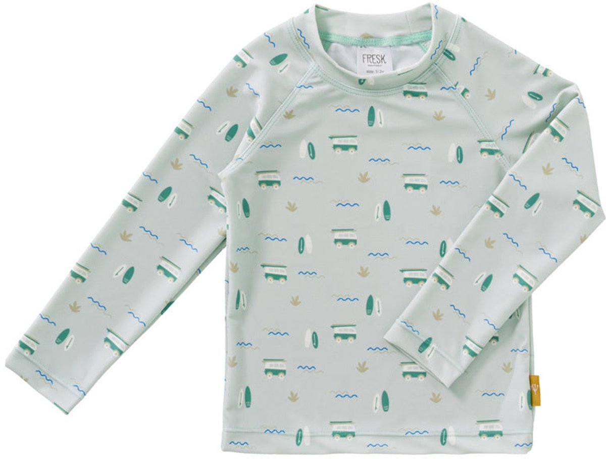 Fresk Zwemshirt 74 - Sneldrogende Zwemkleding voor Kinderen - UPF 50 - Zwemshirt voor Jongens - Zwempak met Lange Mouwen - Groen - Surf Boy
