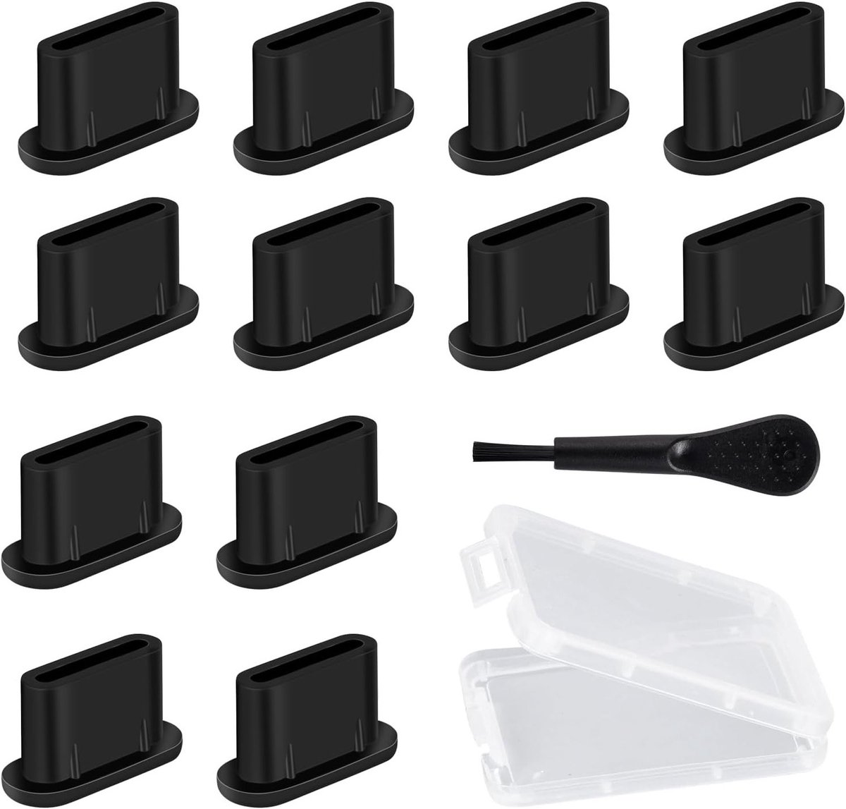 Set van 12 Siliconen USB C Stofdoppen voor iPhone 15, iPad, AirPods en Samsung Telefoons