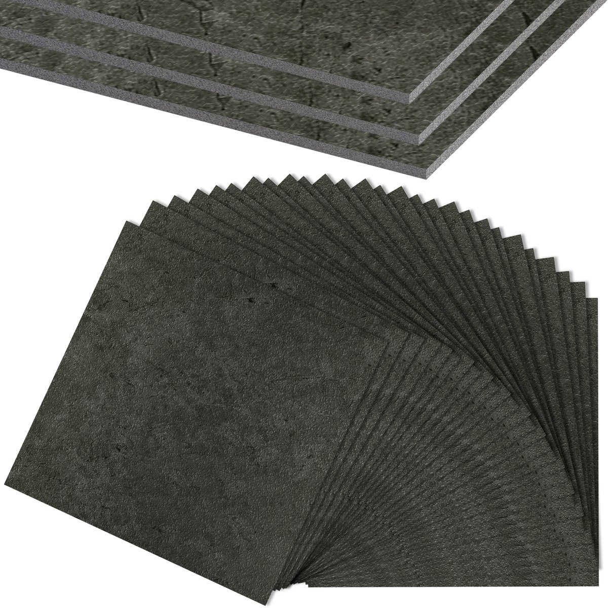Zelfklevende PVC Vinyl Vloeren 30x30 cm – Set van 54 Stuks – 5 m² – Steen Design Vloertegels – Waterbestendig – Kleeftegels & Vloerstickers – voor Keuken, Woonkamer & Balkon – Donkergrijs – NAIZY